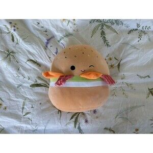 Squishmallow Geronimo Everything Bagel Bacon 8” Plush - HTF Foodie Rare Wink